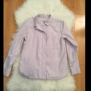 J Crew Polka Dot Button Down Long Sleeve Top